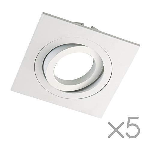 wonderlamp Clasic W-E0 Faretto da Incasso Quadrato, Bianco, 5 UNIDADES, 5 (j4e)