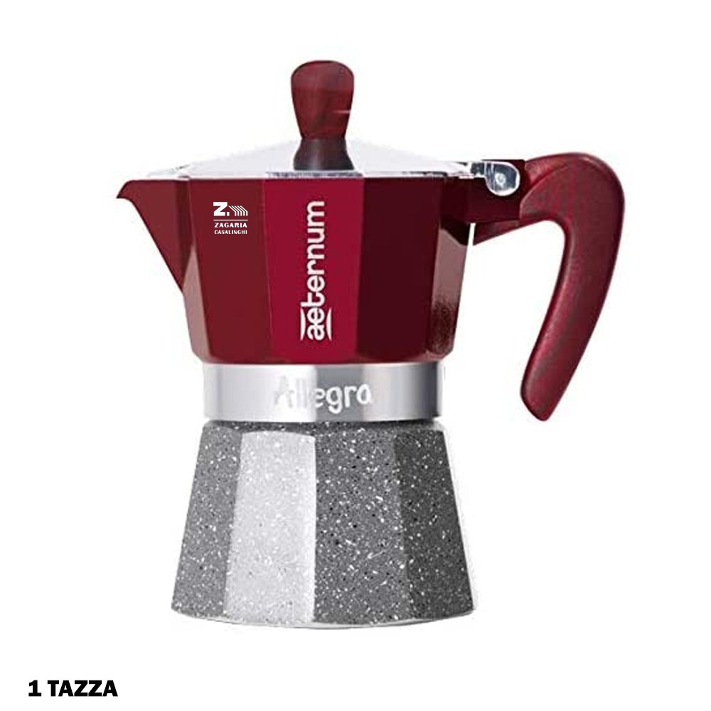 CAFFETTIERA ALLEGRA ESSENTIAL ROSSA 1 TZ BIALETTI IN ALLUMINIO  DESIGN MODERNO