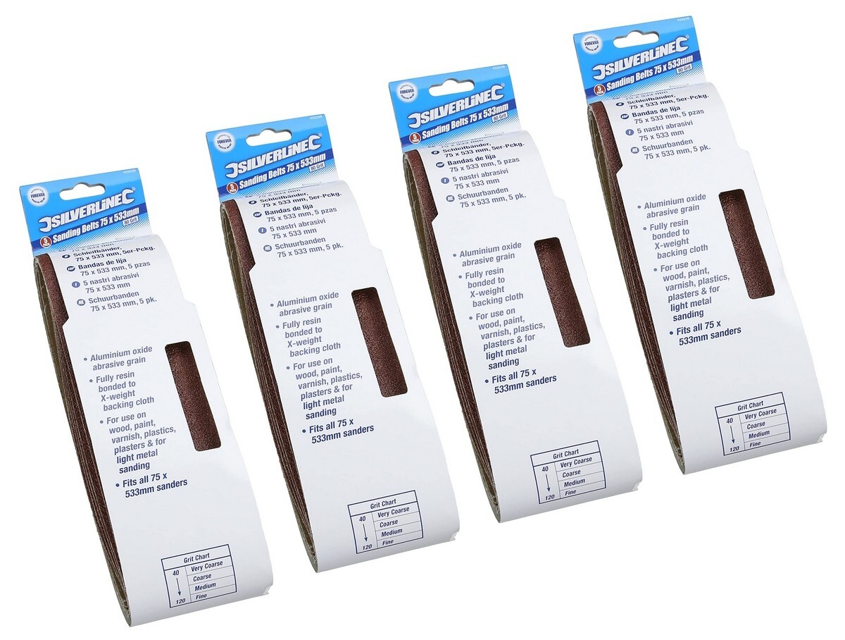 Sconto 30% Nastri Abrasivi levigatrice 75 X 533 mm 20 Pezzi Grana 40 Silverline