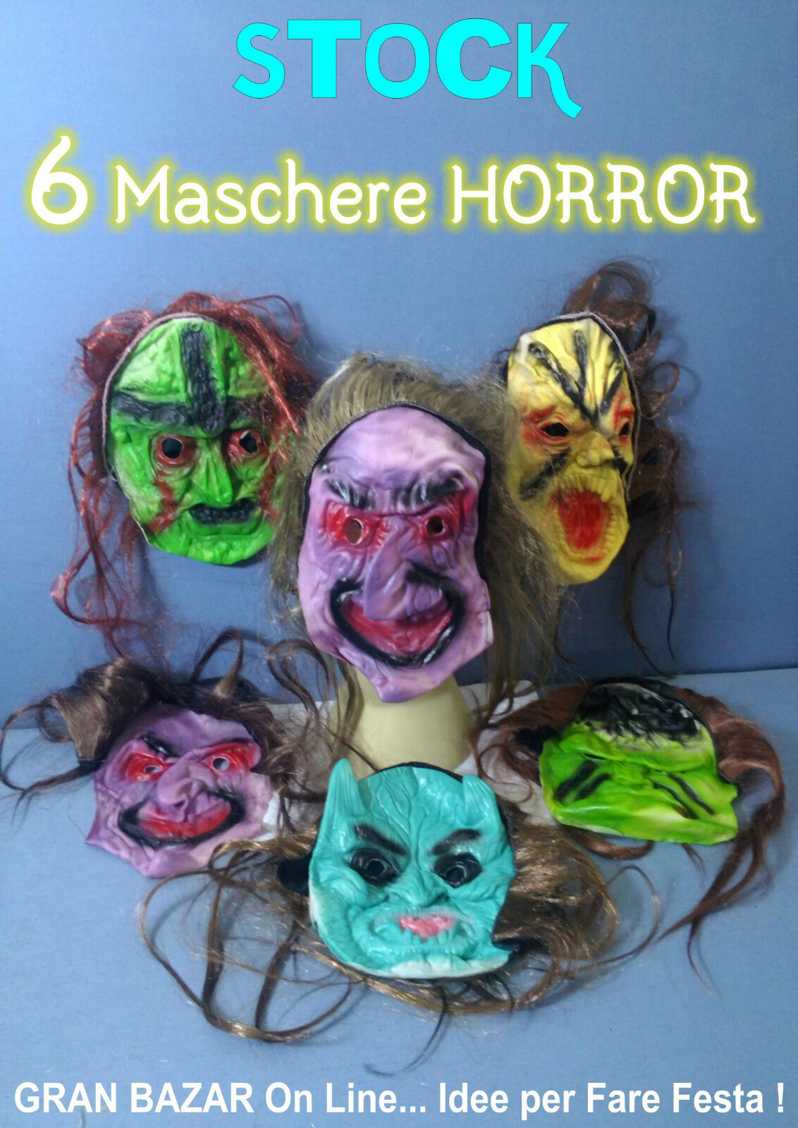 MASCHERA ZOMBIE STOCK 6 Pz PARTY SUMMER HORROR FESTA TRAVESTIMENTO HALLOWEEN
