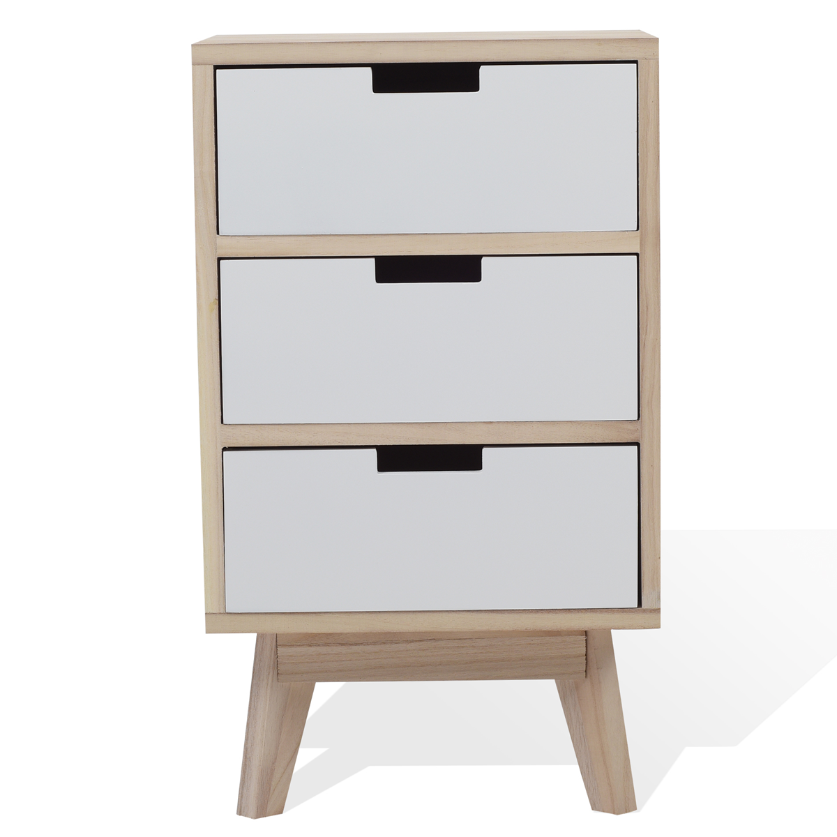 Mobili Rebecca Comodino 3 Cassetti Legno Bianco Contemporaneo 60x35x27