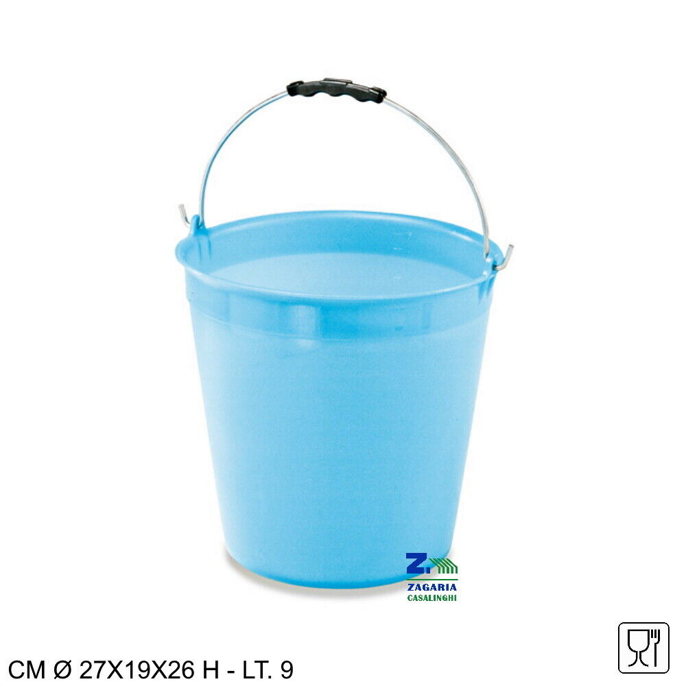 SECCHIO ADDA 9 LT IN PLASTICA PER ALIMENTI COLORE AZZURRO MANICO ZINCATO