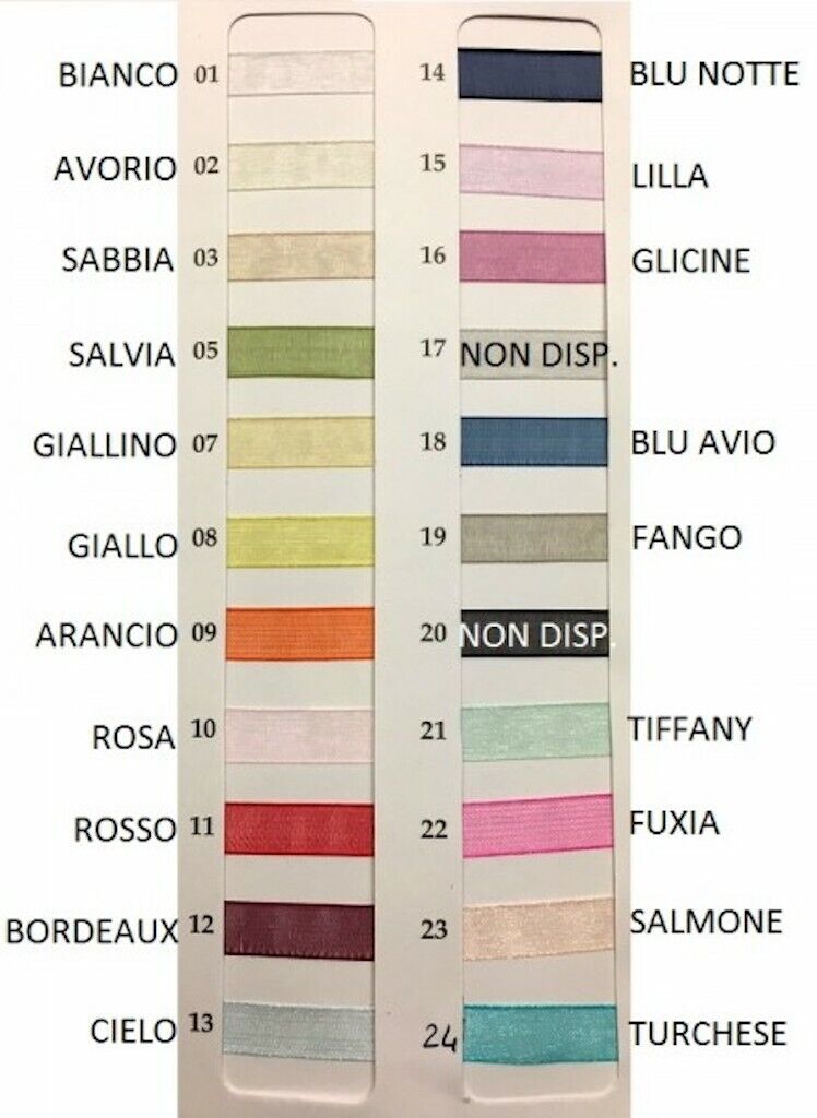 NASTRO ORGANZA ROCCA 50 MT 20 MM VARI COLORI BOMBONIERE FIOCCO DECORI