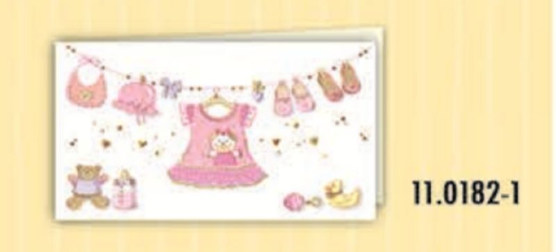 100 PZ Bigliettini bigliettino bomboniera NASCITA BATTESIMO rosa bambina 03MR