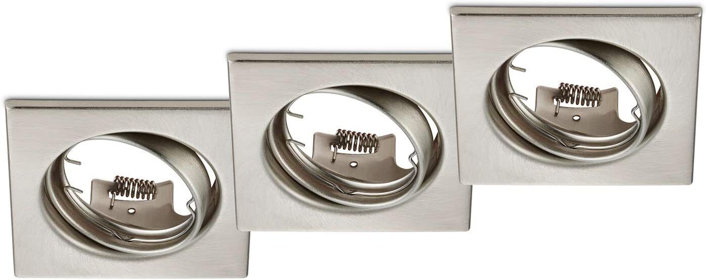 TRIO - KIT 3 FARETTI JURA QUADRATI ORIENTABILI IN NICKEL OPACO 3x GU10 · max....