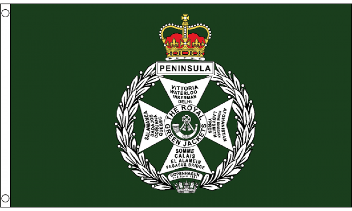 BANDIERA ROYAL GREEN JACKETS DEL REGNO UNITO 150x90cm - BANDIERA BRITISH ARMY 90