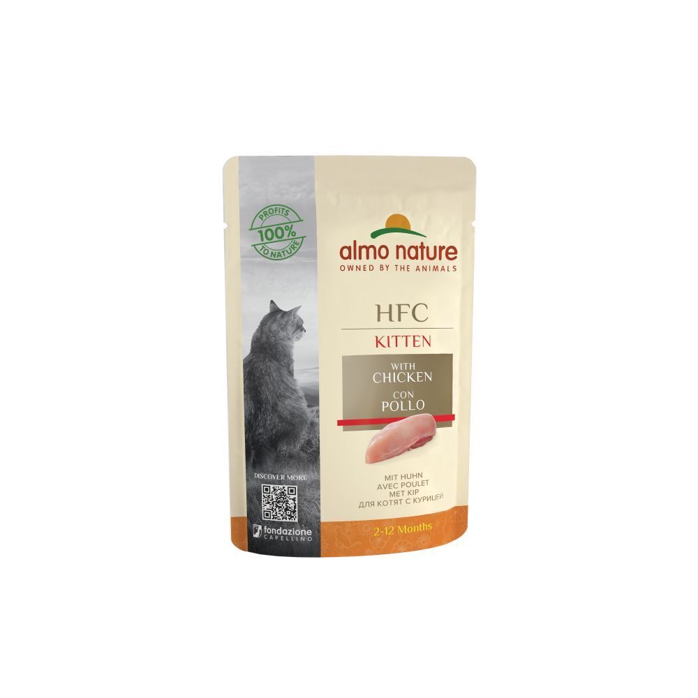 Almo Nature HFC Natural Gatto, in busta 55gr - kitten, con Pollo