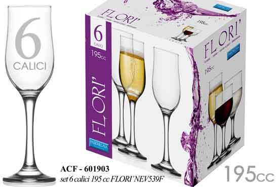 SET 6 CALICI BICCHIERI BICCHIERE FLORI' 195 CC SPUMANTE CUCINA  ACF-601903
