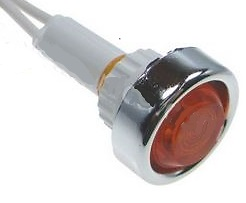 Segnalatore luminoso al neon 24V arancione diametro 20 mm a chiusura stagna