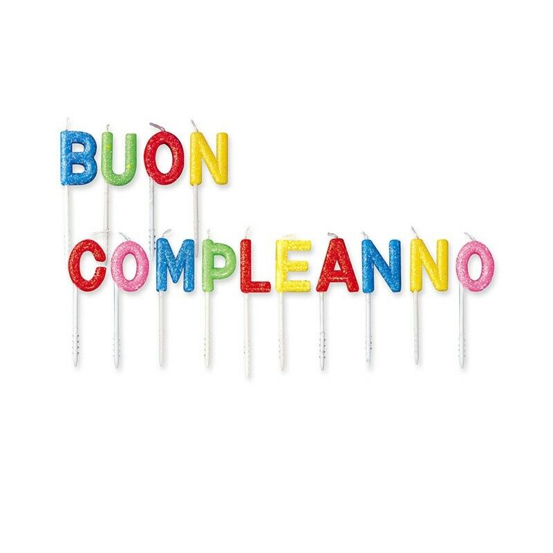 Candeline per torta picks Buon Compleanno multicolor glitter Cm. 7