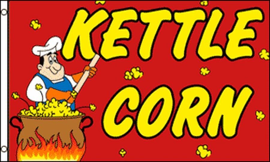BANDIERA KETTLE CORN 150x90cm - BANDIERA POP CORN 90 x 150 cm - Nuova