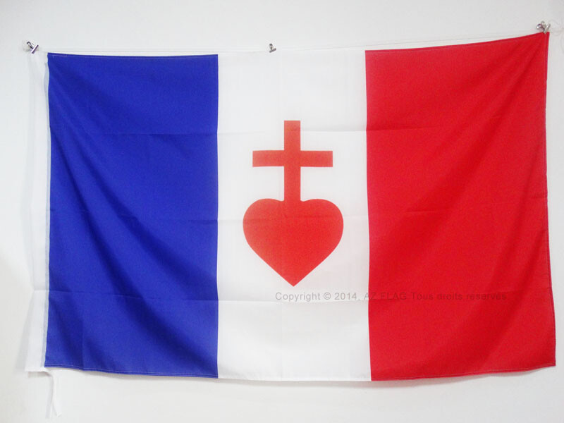 BANDIERA FRANCIA SACRO CUORE DI GESÙ 150x90cm - BANDIERA CATTOLICA FRANCESE 90 x