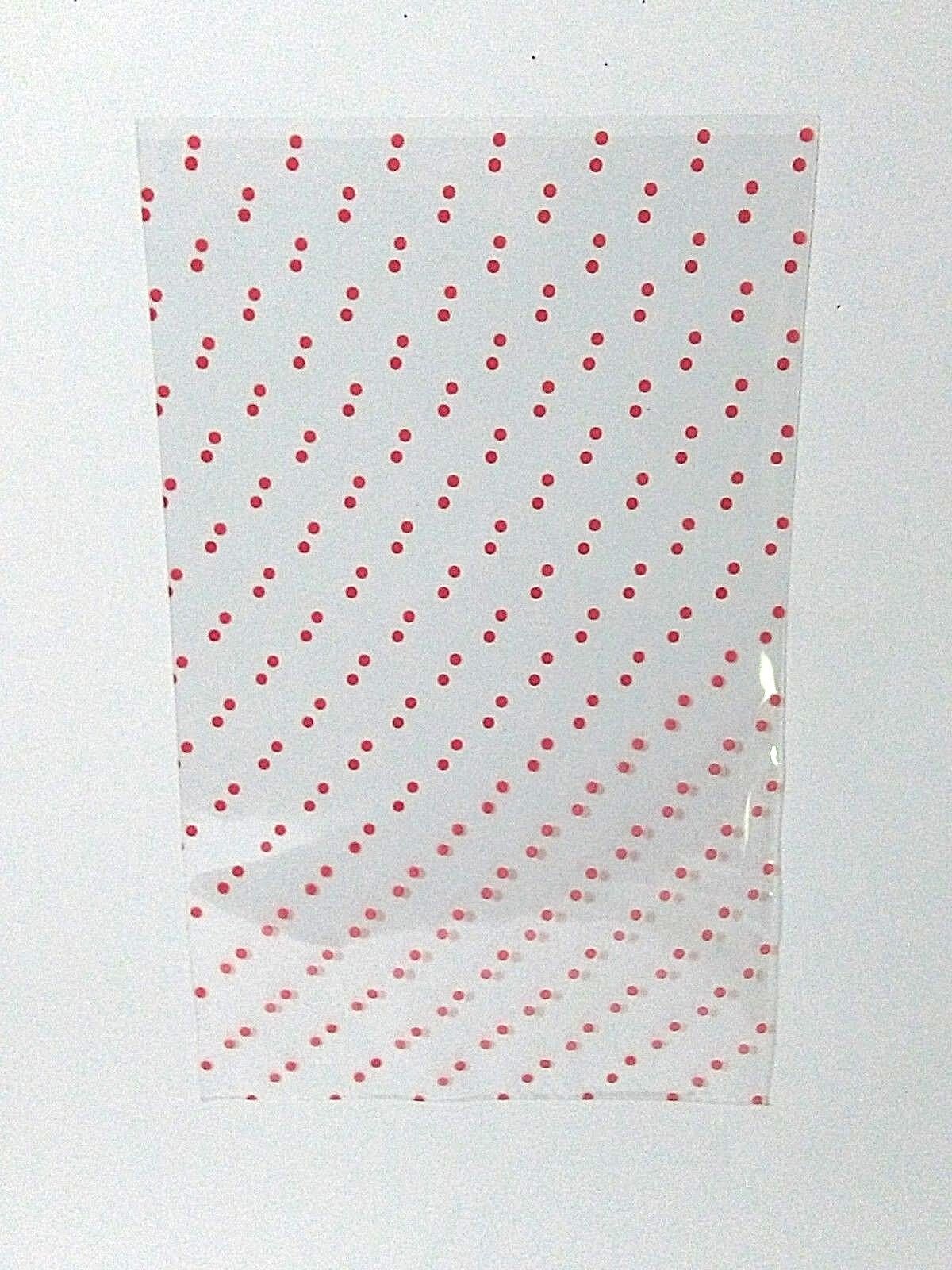 BUSTE POIS ROSSO 50 PEZZI cm 15 X 25 STAMPA SU TRASPARENTE