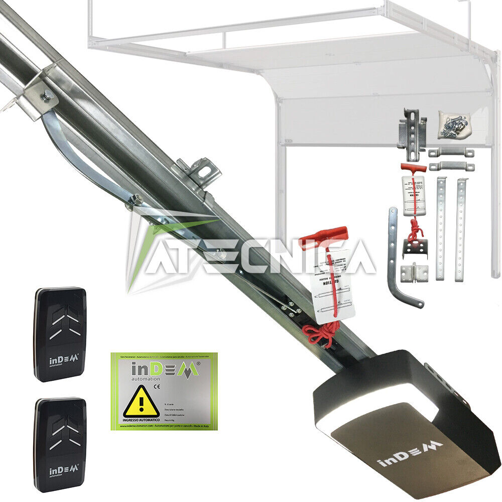 Automazione portoni sezionali basculanti INDEM TIRO 60 10mq 2TX binario cinghia