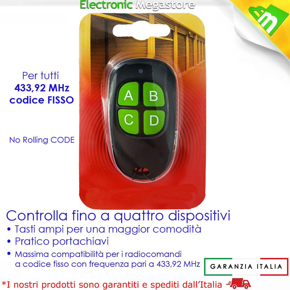 TELECOMANDO UNIVERSALE APRICANCELLO COMPATIBILE CAME,NICE, FADINI, BFT, FAA C