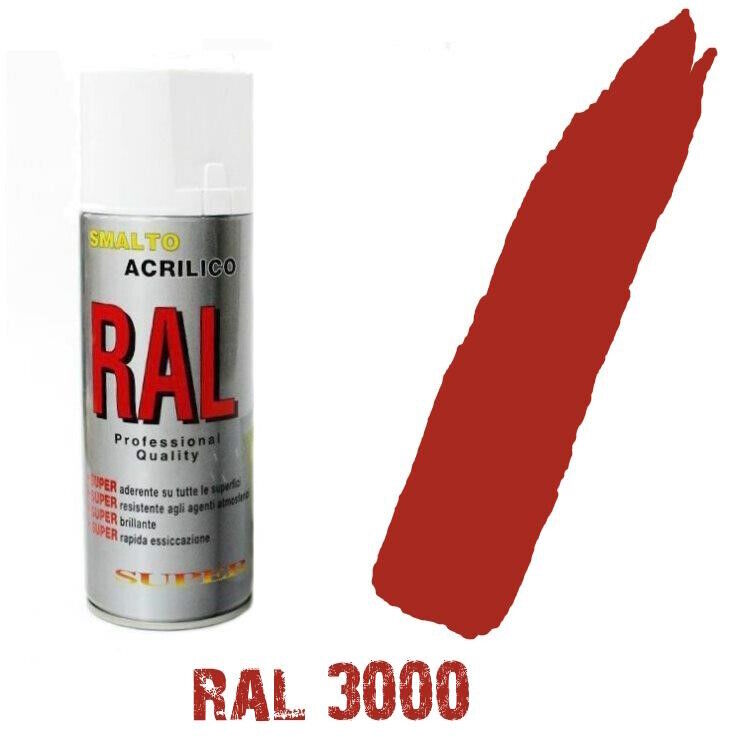 BOMBOLETTA SPRAY ROSSO PURO RAL 3000 ACRILICO VERNICE BRILLANTE LUCIDO