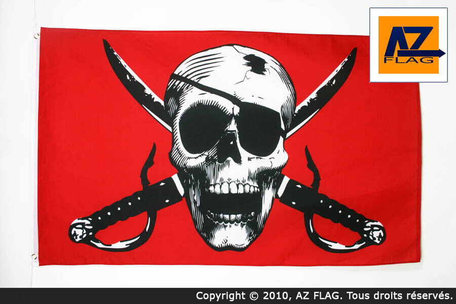 BANDIERA CRIMSON PIRATA 180x120cm - GRAN BANDIERA DEI PIRATI – TESCHIO 120 x 180