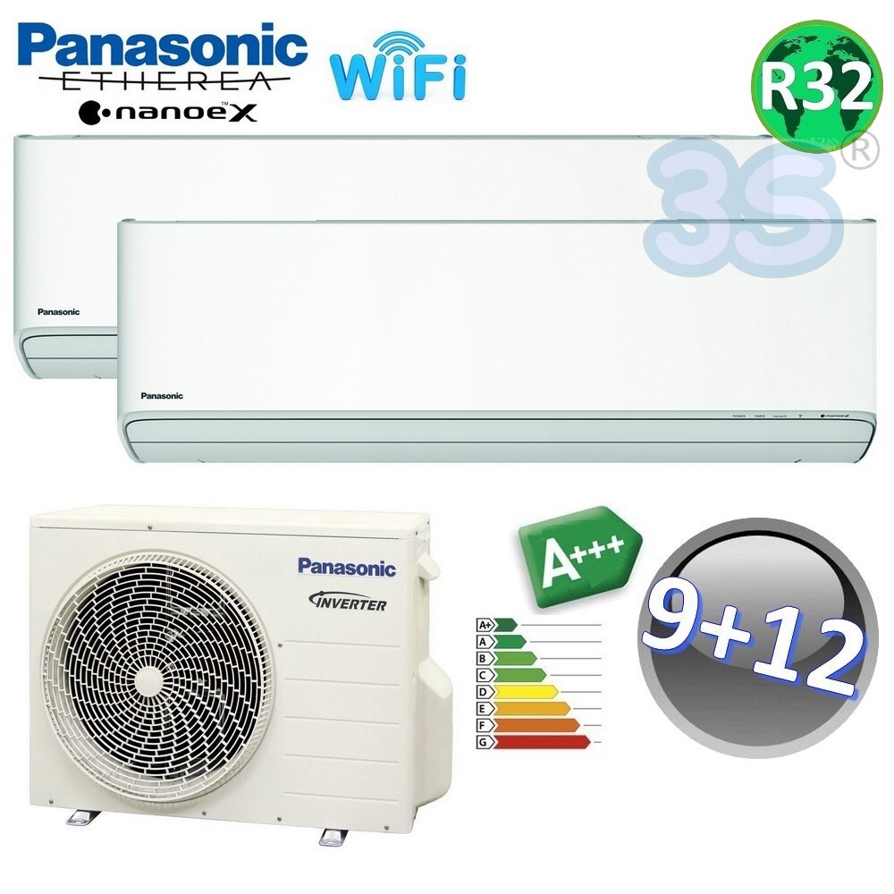 Climatizzatore dual split ETHEREA R32 Panasonic 9000+12000 btu A+++ con WIFI Nan