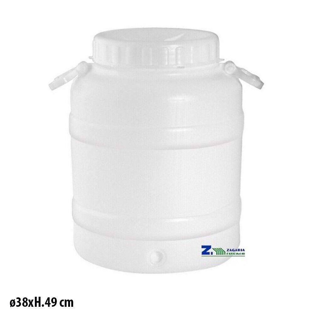 FUSTO CONTENITORE BOCCA LARGA BIANCO LT. 30 PER ALIMENTI CON TAPPO A VITE