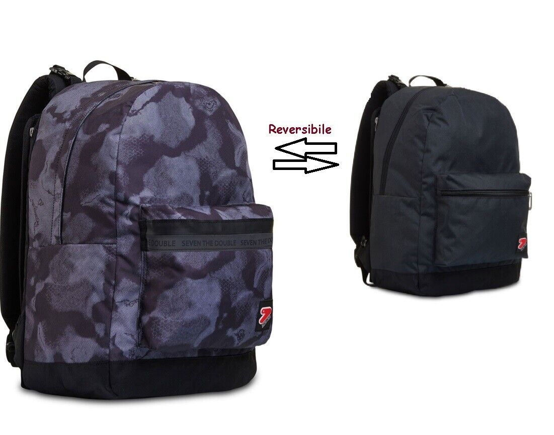 ZAINO SCUOLA REVERSIBILE SEVEN THE DOUBLE Smoked camo