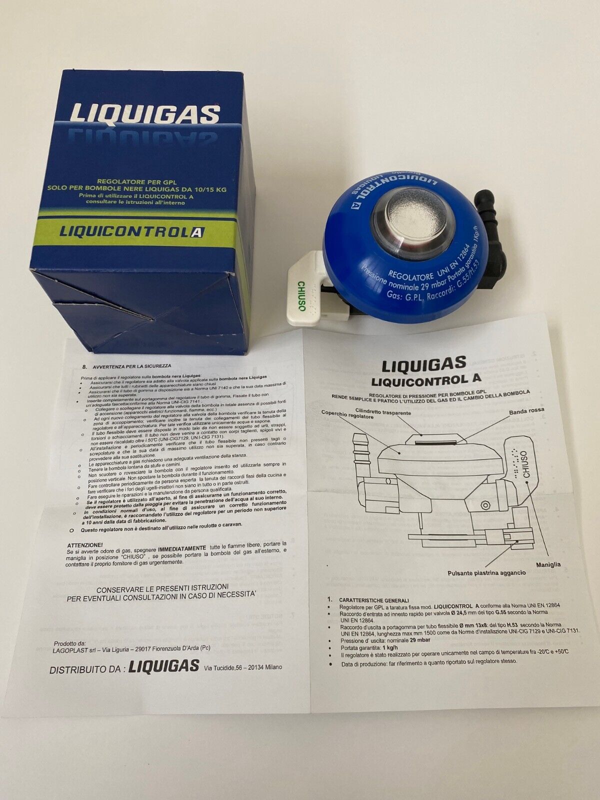 HOMELY REGOLATORE per GPL Solo per bombole Nere LIQUIGAS da 10/15 kg-made italy