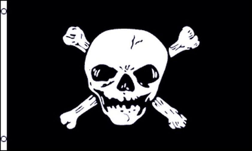 BANDIERA PIRATA GROSSO TESCHIO 150x90cm - BANDIERA DEI PIRATI - TESCHIO 90 x 150