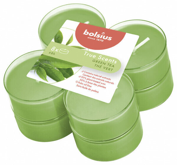 CANDELE MAXI TEALIGHT PROFUMATE THE VERDE 8 H CF. 8 PZ. BOLSIUS