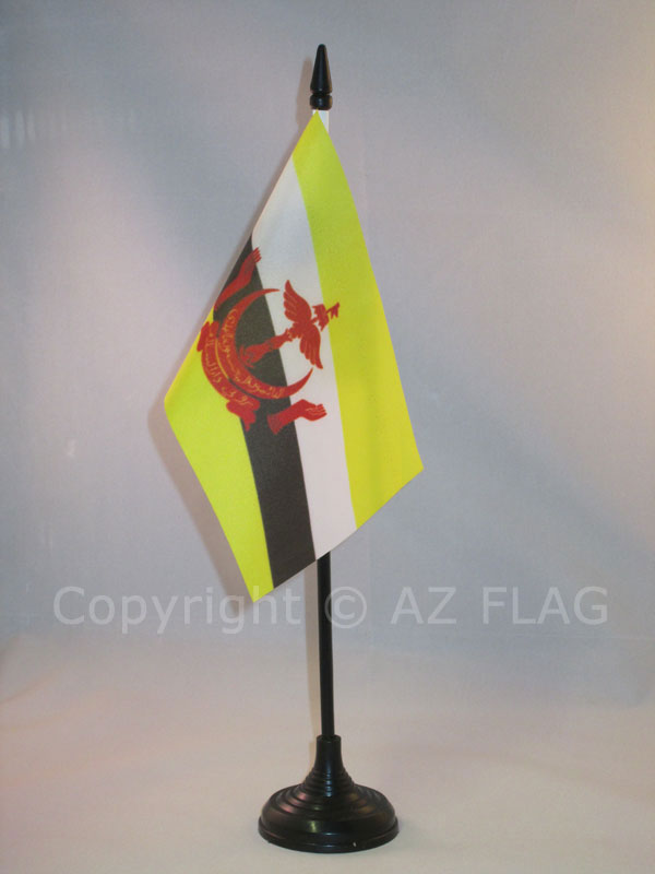 BANDIERA DA TAVOLO BRUNEI 15x10cm - PICCOLA BANDIERINA BRUNEIANA 10 x 15 cm - Nu