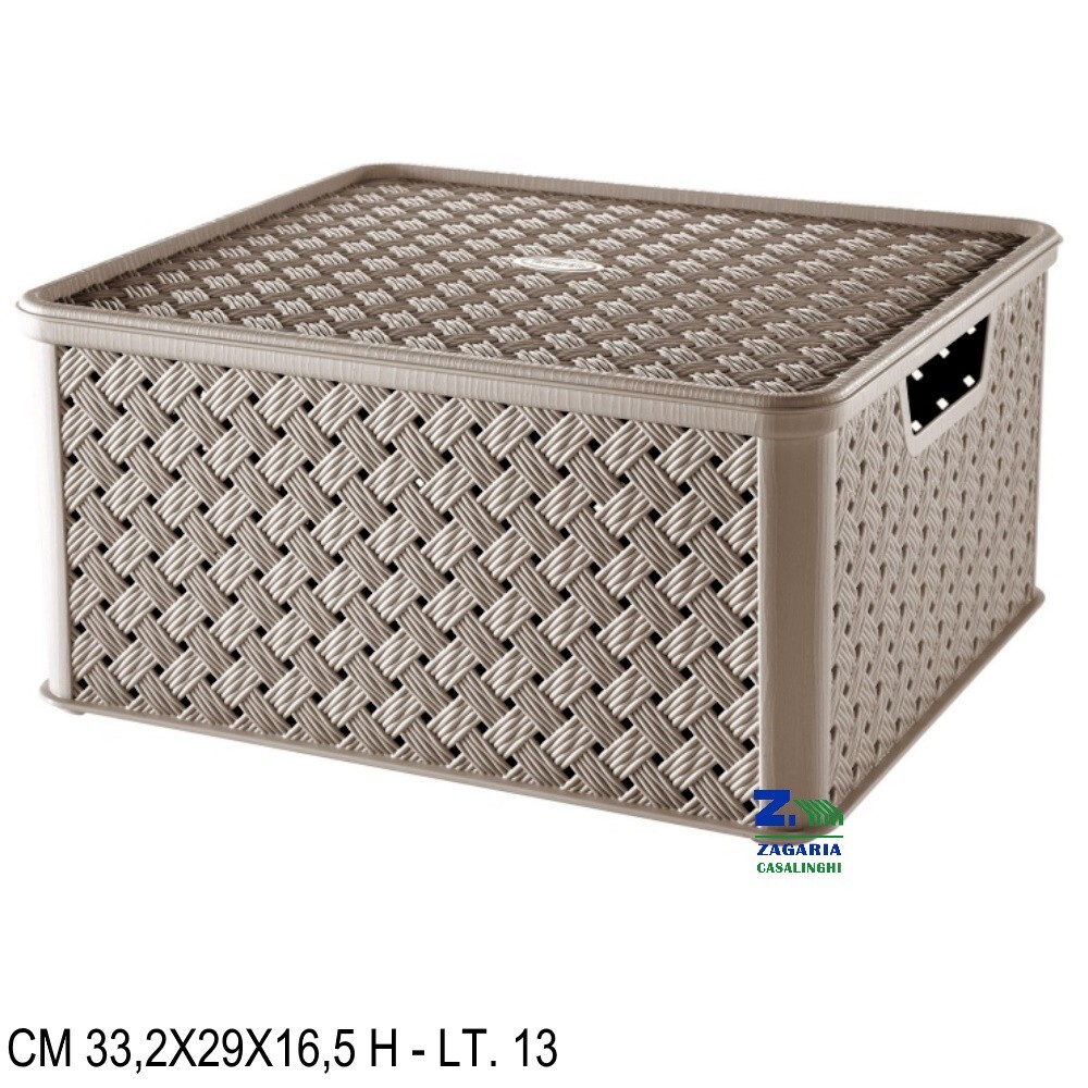 SCATOLA ARIANNA GRANDE 13 LT. MULTIUSO TRAFORATA CON COPERCHIO COLORE TALPA