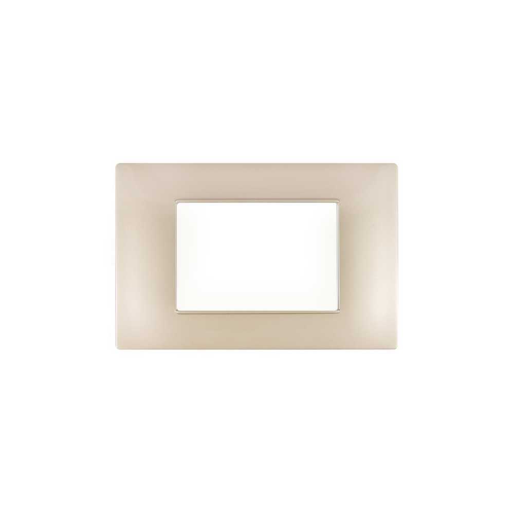 TOT Elettric Placca 503 3 Moduli Silver Champagne Compatibile Vimar Plana