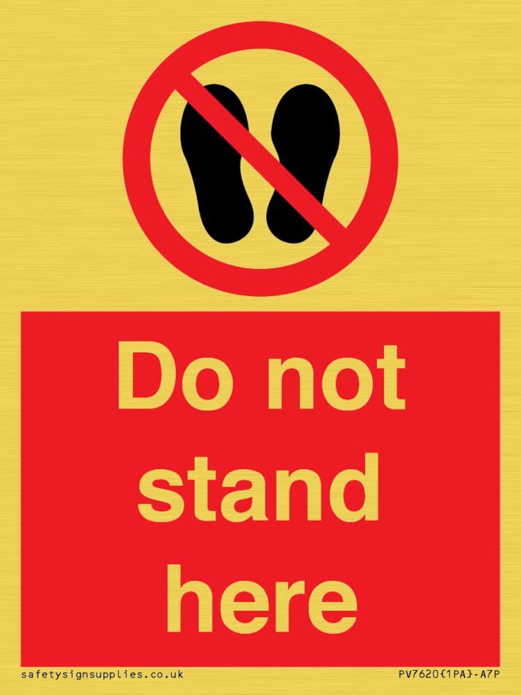 Cartello "Do not stand here", 75 x 100 mm, formato A7P
