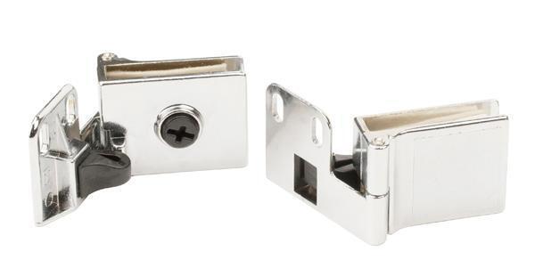 Cerniera per ante in vetro, coppia dx/sx, cromo lucido