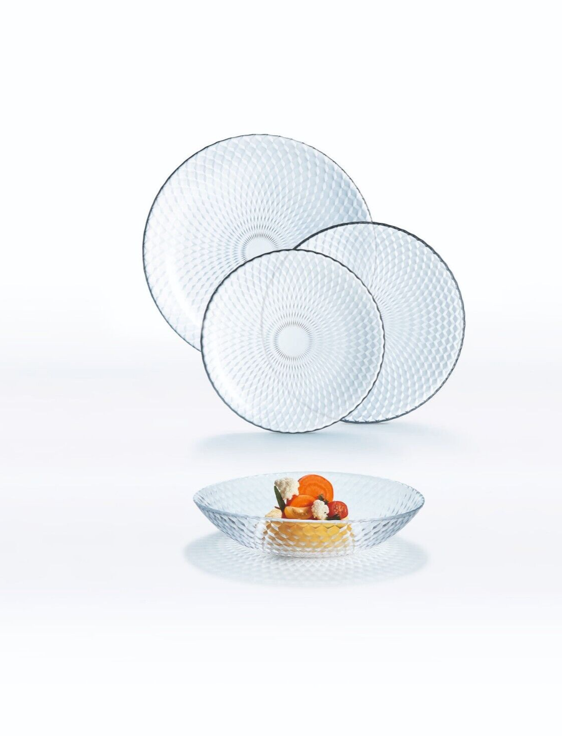 SET 18 PIATTI PAMPILLE TRASPARENTE LUMINARC - SERVIZIO IN VETRO TEMPERATO