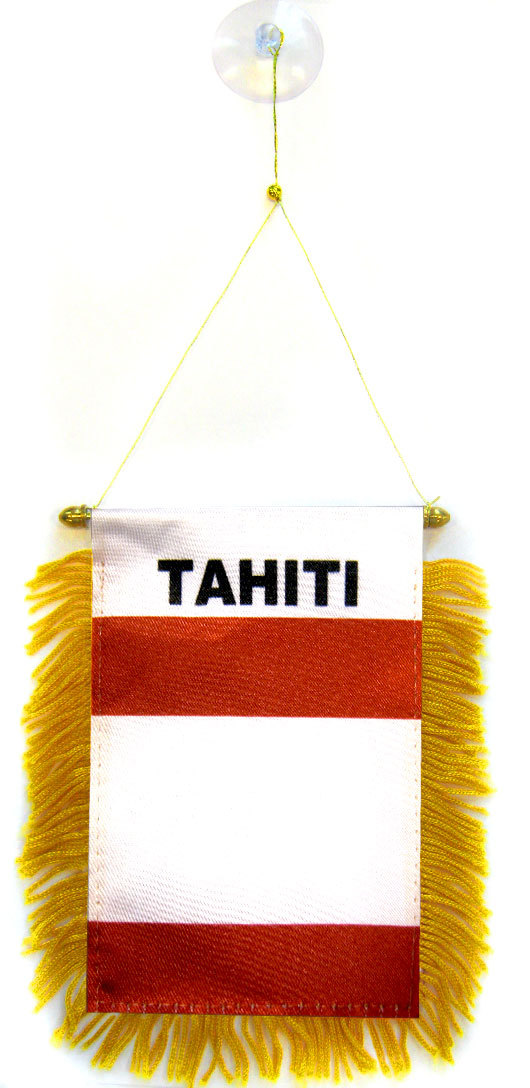Gagliardetto TAHITI  15x10cm con ventosa - BANDIERINA per auto TAHITI NELLA POLI