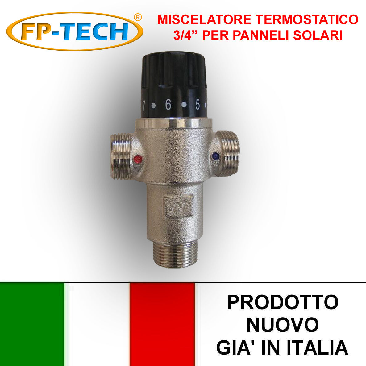 MISCELATORE TERMOSTATICO 3/4" PER IMPIANTO SOLARE TERMICO O CALDAIA ACQUA CALDA