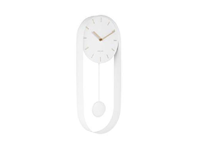 Wall Clock Pendulum Charm Acciaio Bianco
