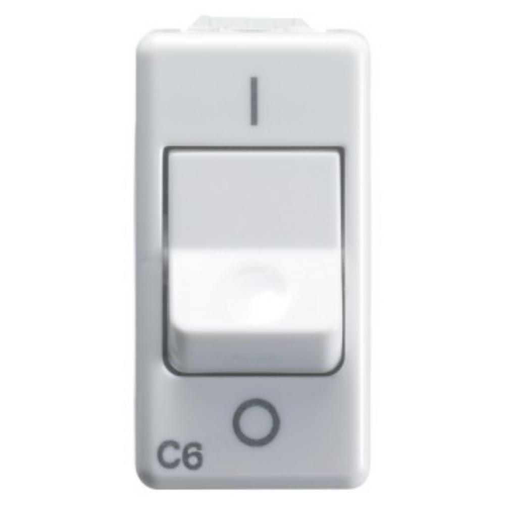 INTERRUTTORE AUTOMATICO MAGNETOTERMICO 230V ac - 1P+N 6A 3kA CURVA C - 1 MODU...