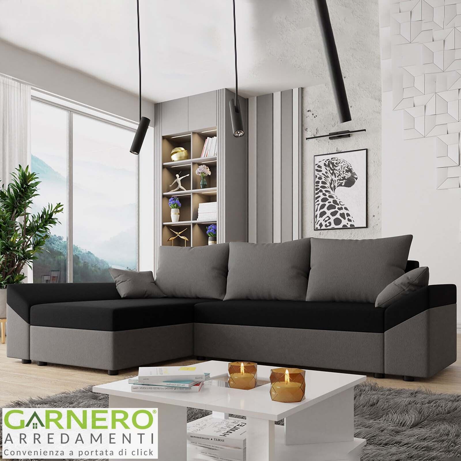 Divano letto matrimoniale 3 posti 248cm grigio nero sala soggiorno salone APPIA