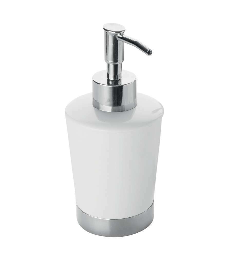 PORTASAPONE DOSASAPONE CON EROGATORE  D'APPOGGIO BAGNO IN CERAMICA E ACCIAIO
