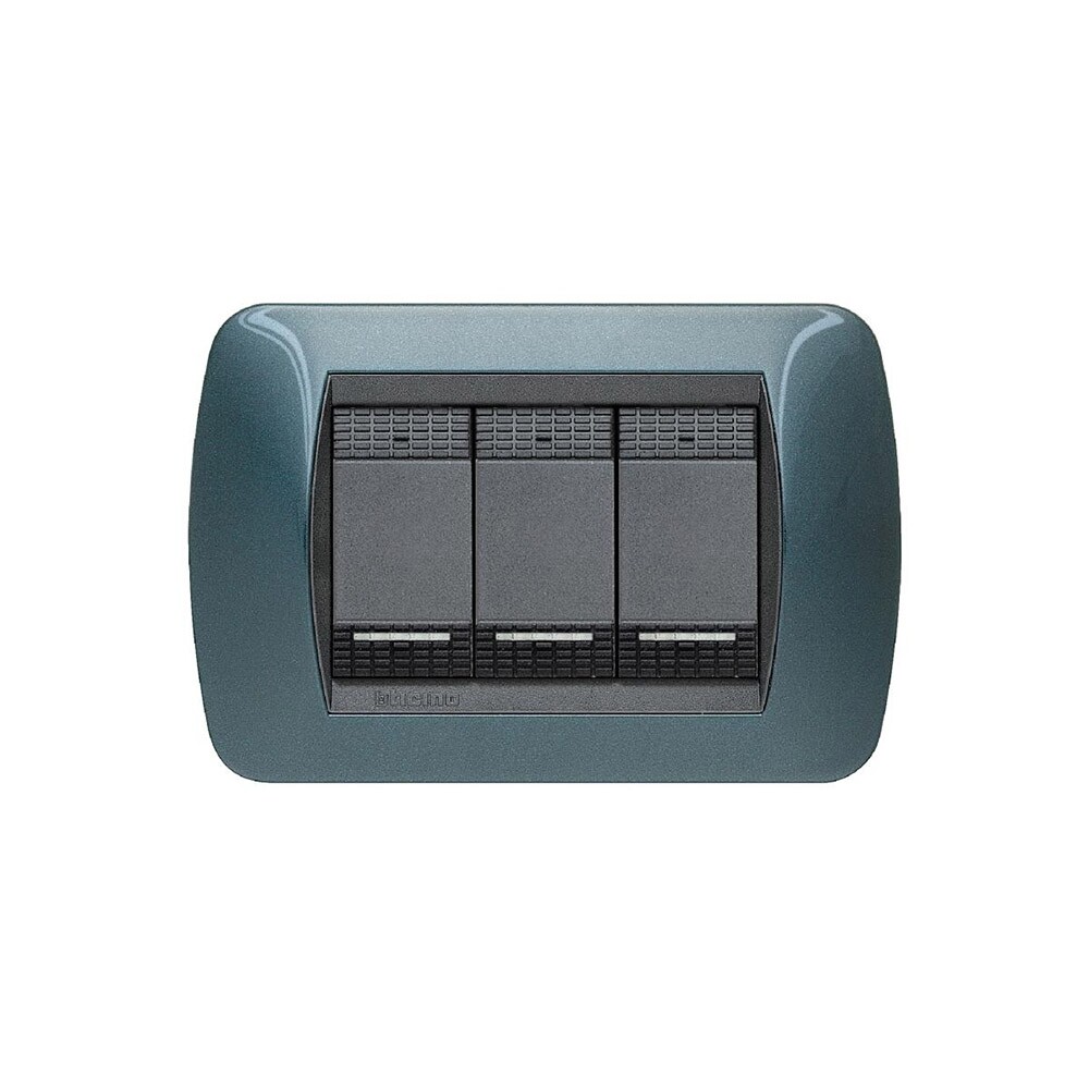 Legrand/bticino ? Placca 3 moduli metalic Blu  - BTICINO LEGRAND L4803BT