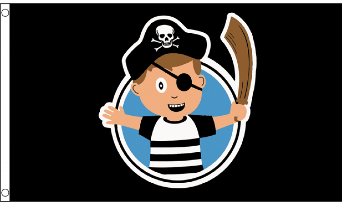 BANDIERA PIRATA BAMBINO 150x90cm - BANDIERA RAGAZZO PIRATI 90 x 150 cm - Nuova