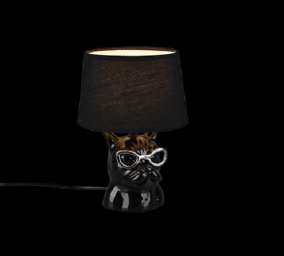 Lampada Tavolo Scrivania Ceramica Nera Bulldog Cane Occhiali Dosy GD Trio