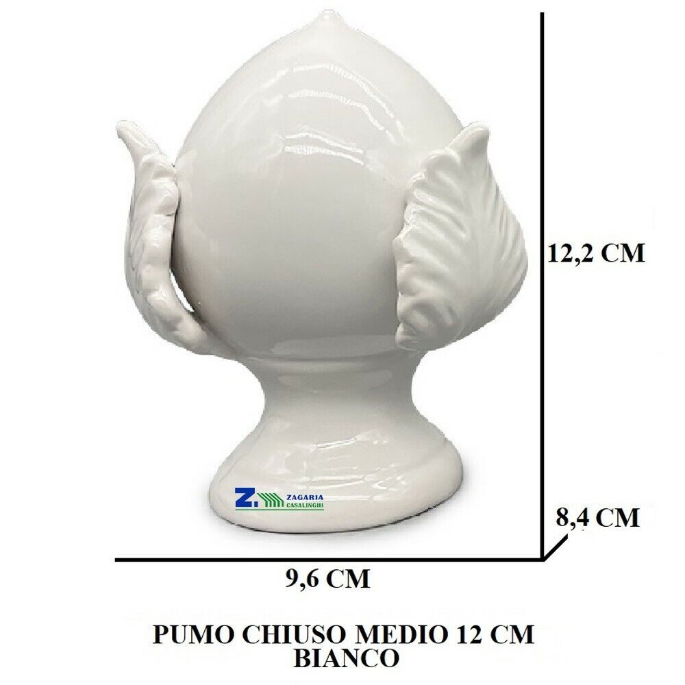 PUMO POMO IN CERAMICA BIANCO MEDIO CHIUSO H12 cm ARTIGIANALE ART.PCL317