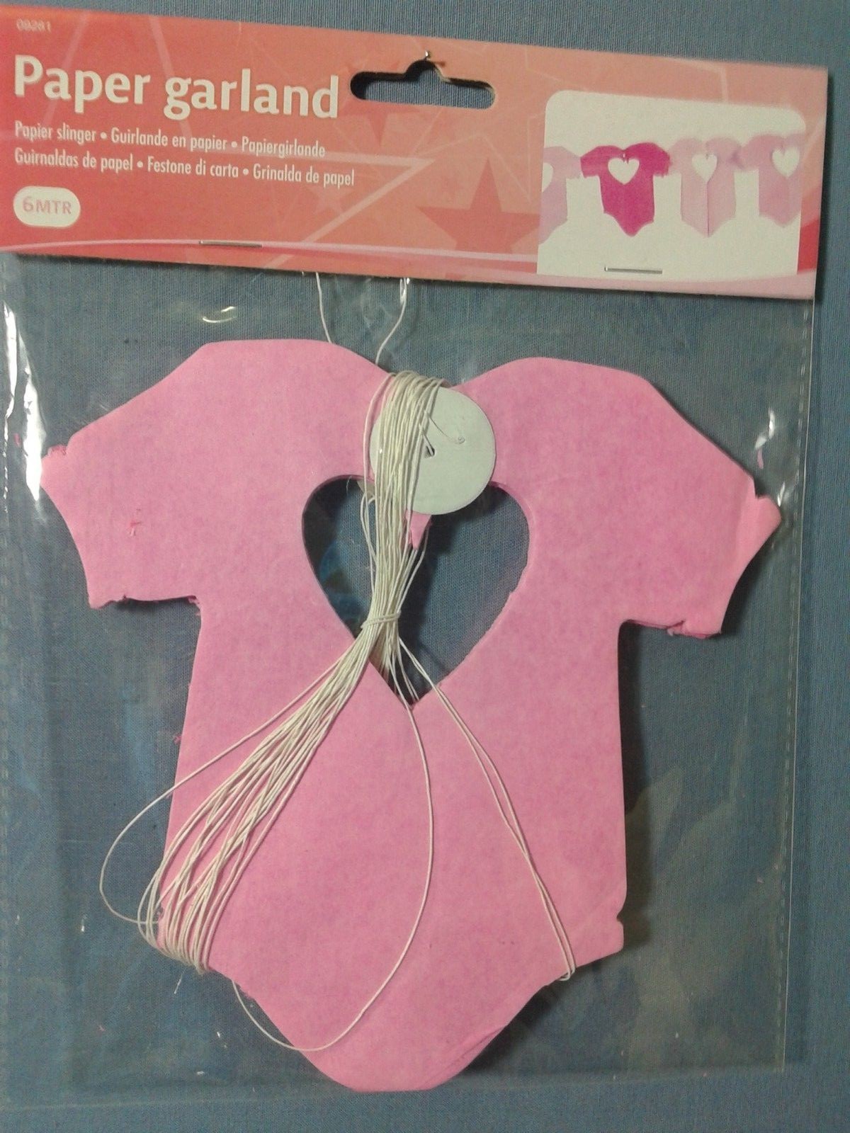 FESTONE NASCITA GHIRLANDA BODY BIMBA ROSA in CARTA 6 m. x16 cm FESTA BATTESIMO