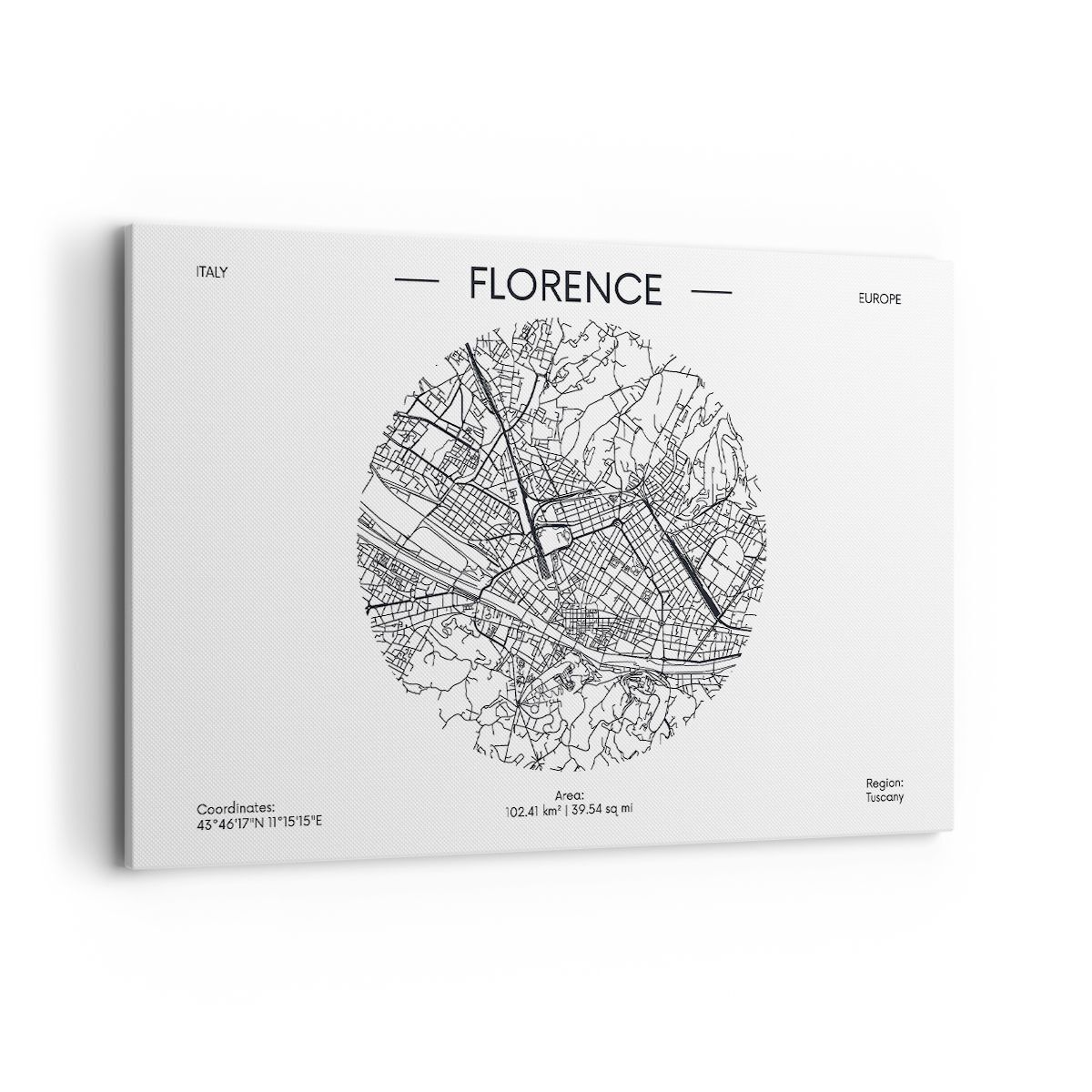 Quadro su Tela 120x80cm Carta Geografica Firenze Italia Stampe Immagini Murale