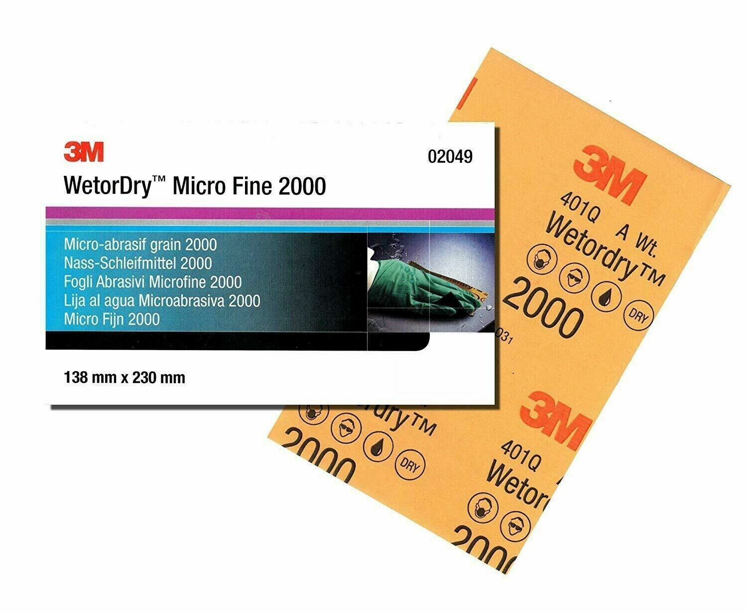 3M CARTA ABRASIVA BAGNATA UMIDA 138-140x230 GR 2000 IMPERMEABILE MICROFINE P2000