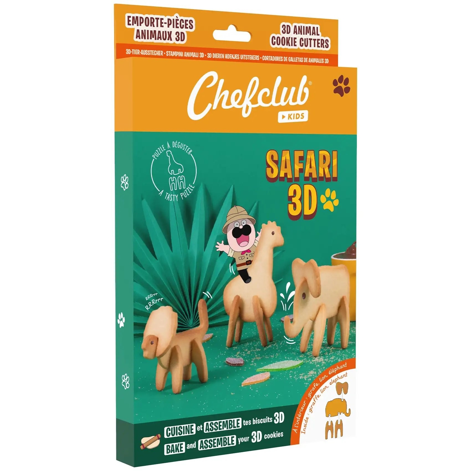 KIT PER BISCOTTI puzzle da mangiare SAFARI 3D in acciaio inossidabile CHEFCLUB c