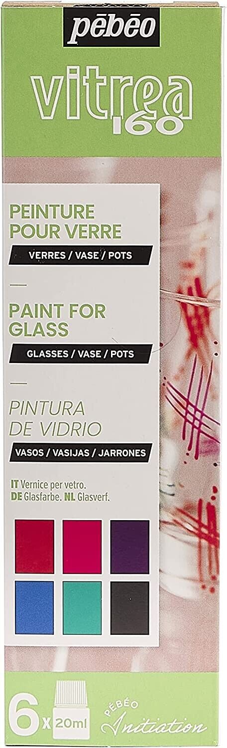 Vitrea 160 Pebeo  - Pittura su vetro - set 6 Flaconi 20 ml
