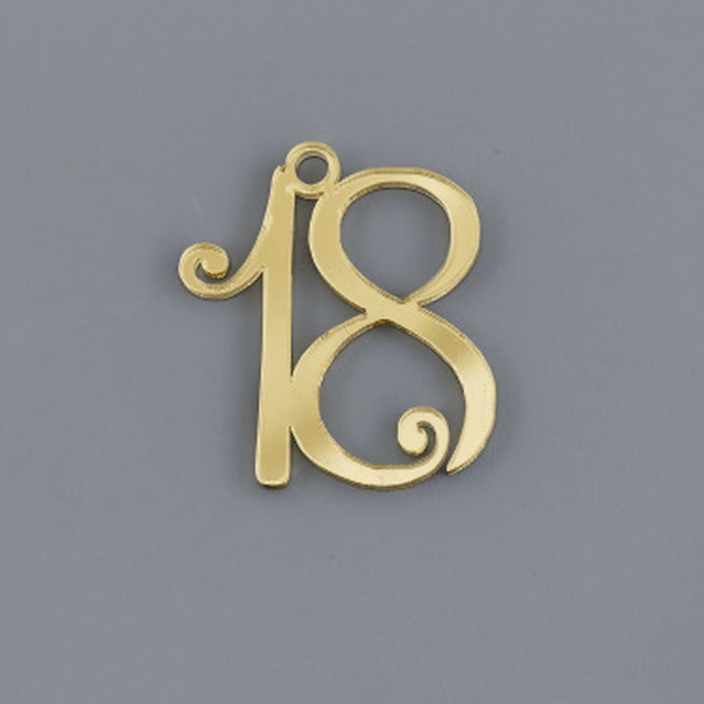 12X Numero 18 plexiglass ORO 4 cm DECORAZIONE BOMBONIERA diciottesimo 0XJK