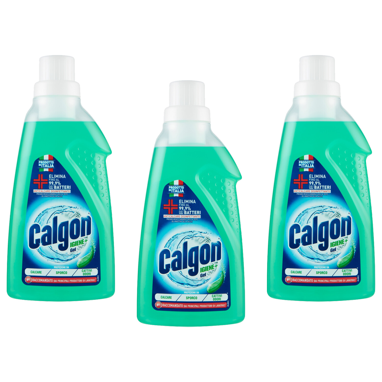 3 pezzi CALGON Igiene+ Gel Anticalcare Disinfettant. 750ml